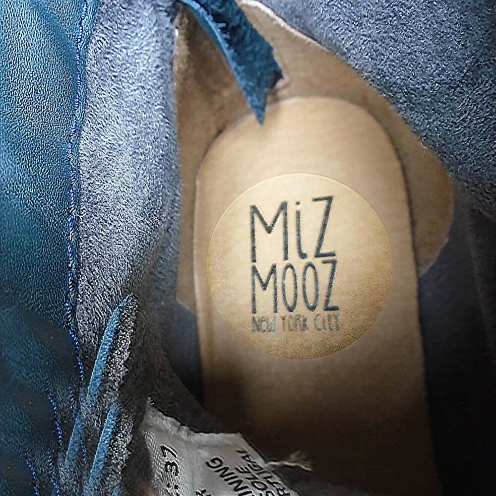 Blue Ankle Boots Miz Mooz All LEATHER, Back Zip Navy Booties - 7 - Picture 6 of 9